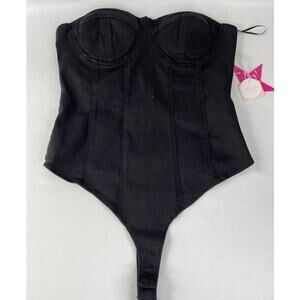 Blashe Black Denim Bustier Shaper Corset Bodysuit Small Shapewear Top NEW Womens